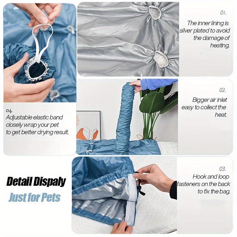 Quick Hands-Free Pet Drying Bag - Dog Cat Rabbit Bath Grooming | Fast 5-10 Min Drying, Anti-Hair Flying, Portable Foldable Design for All Pet Sizes