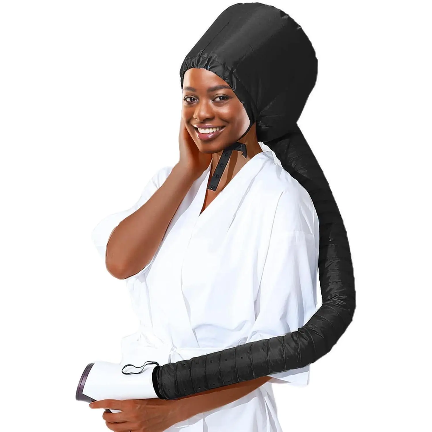 Bonnet  Hair Dryer Attachment - Hair Dryer Bonnet with Elastic Strap,  for Hair Styling, Deep Conditioning and Hair Drying (Black)