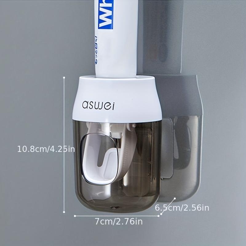 Automatic Toothpaste Dispenser Wall Mount Holder, No-Drill Waterproof Toothbrush Rack, Toothbrush Holders, Easy Install Bathroom Essential Upgrade