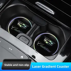 2PCS Car Water Coaster Pad Laser Water Coaster Automotive Interior Accessories For Cadillac Escalade CTS ATS XTS CT4 CT5 XT5 XT4 XT6 CT6 Lyriq SRX ELR Celestiq EXT XLR