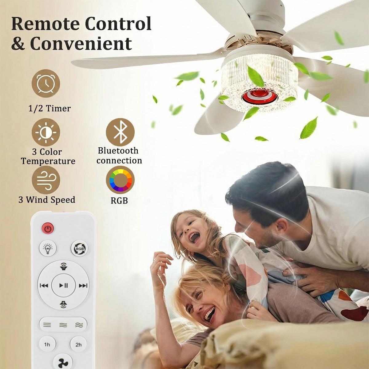 Ceiling Fan with Lights, RGB Ceiling Fan with Lights & Bluetooth Speaker - 3-Speed Reversible Motor, Edge Ambient Lights | Full-Spectrum Smart Lighting for Indoor/Outdoor