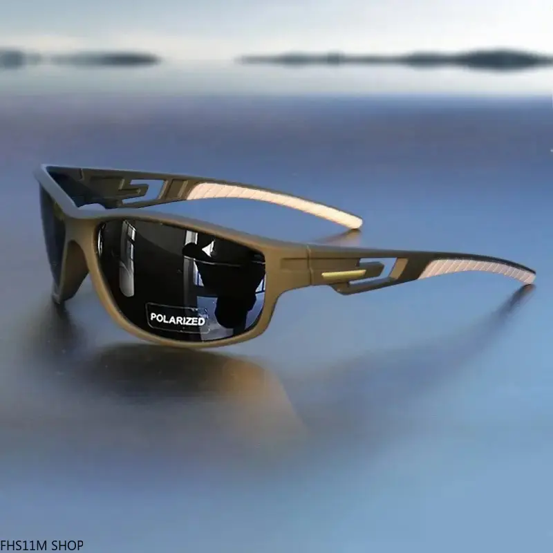 Unisex Polarized Rectangle Sports Sunglasses - Anti-Slip, UV400 Protection, Blue Mirror Lens, Synthetic Frame, High-Performance Eyewear for Fishing, Gorpcore Aesthetic