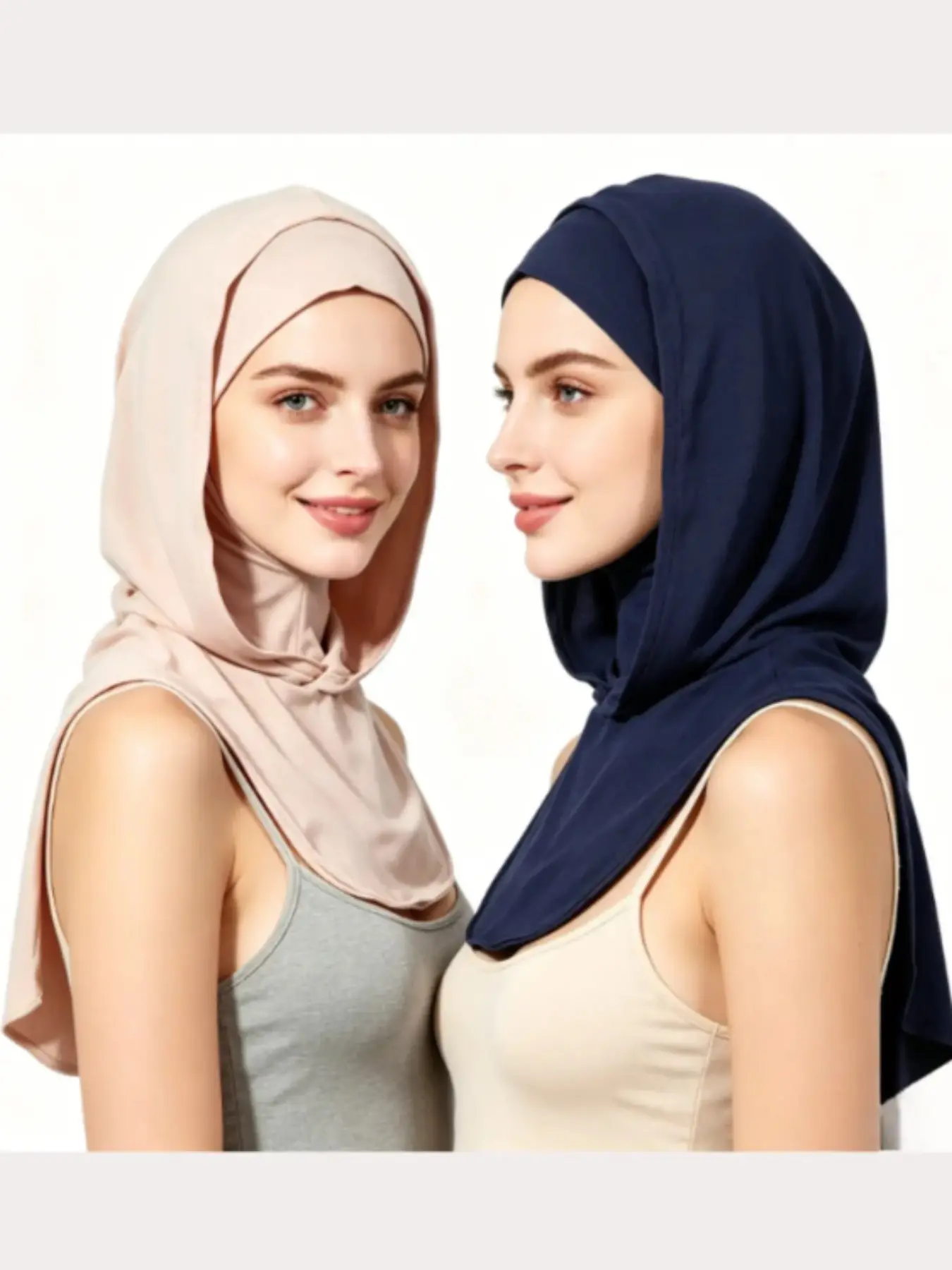 2-Pack Muslim Double-Layer Modesty Hijab Wrap Set, Elegant Hooded Prayer Scarf Hijab for Ramadan, High-Quality Festival Headwear, Women's Fashion Essential