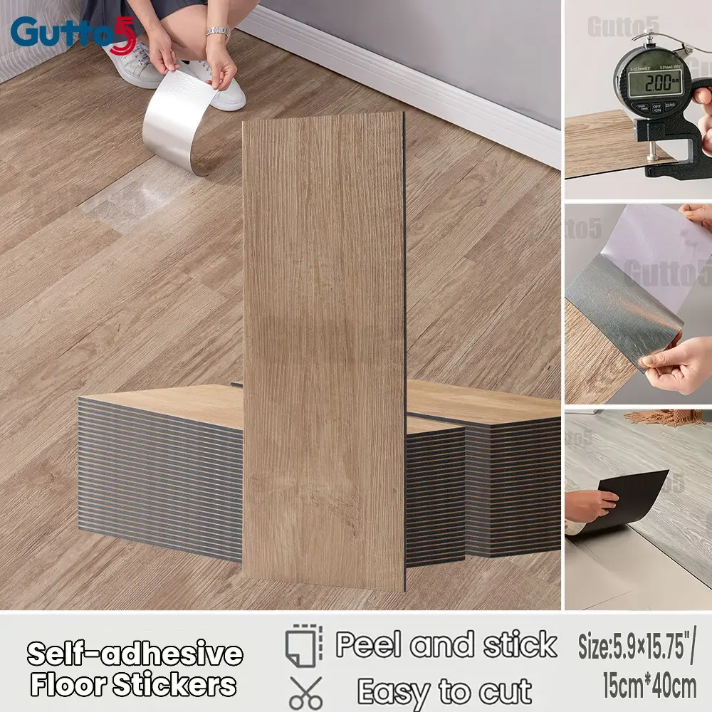25pcs/50pcs Retro Wood Grain Floor Tiles, Self-Adhesive, Waterproof, Durable, DIY Removable, Flooring Peel And Stick Waterproof, for Kitchen, Living Room, Office, Store Decor