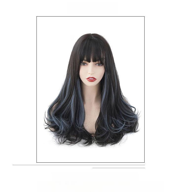 Long Curly Big Wave Full Wig for Women, Girl's Wig Hair Topper, Highlighted Ombre Women's Wig with Realistic Scalp, Pear Flower Curl Synthetic Wig Cap for Daily & Party Wear