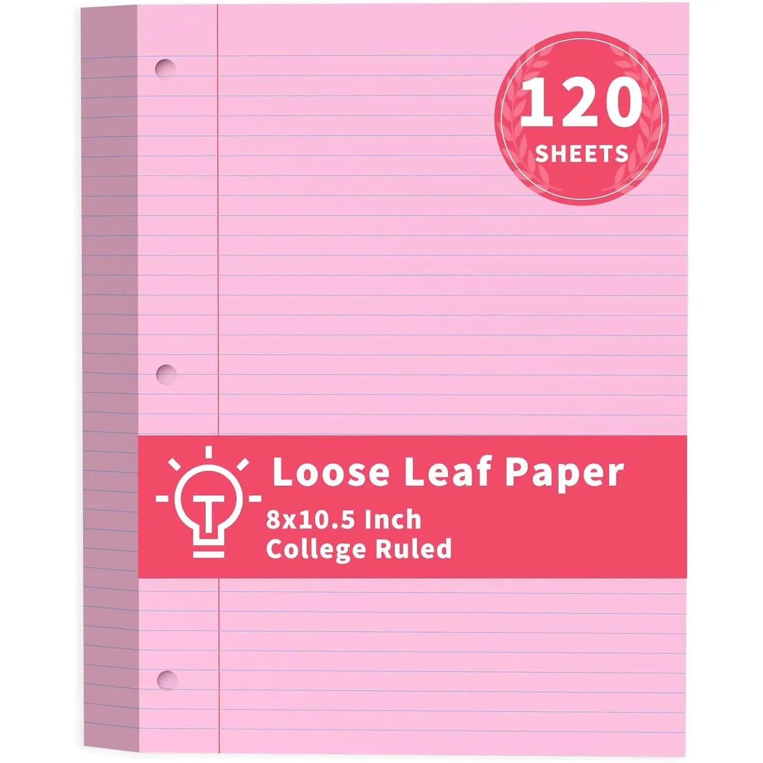 Loose Leaf Paper 120 Sheets  Paper 8x10.5 College Ruled Notebook Paper | 8" x 10.5" Filler Paper 3-Hole Punched Lined Paper for 3-Ring Binders 8 x 10-1/2 Binder Paper for  School Office Supplies