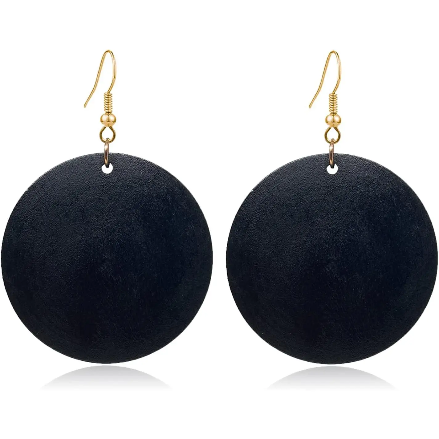 Dangle Natural Wood Teardrop Geometric Lightweight Drop Circle Earrings Stainless Steel Stud Bohemia Retro Earrings for Women