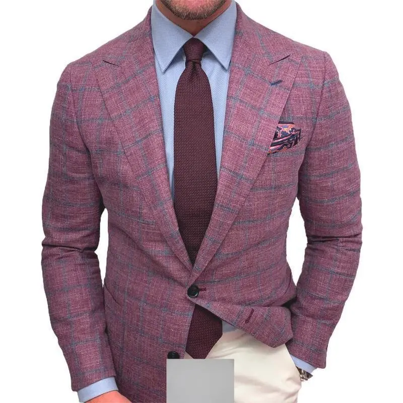 Mens Plaid Blazer Sports Coat Casual Fit Checkered Blazer for Men Party Dating Wedding Suits Can be used with raincoat