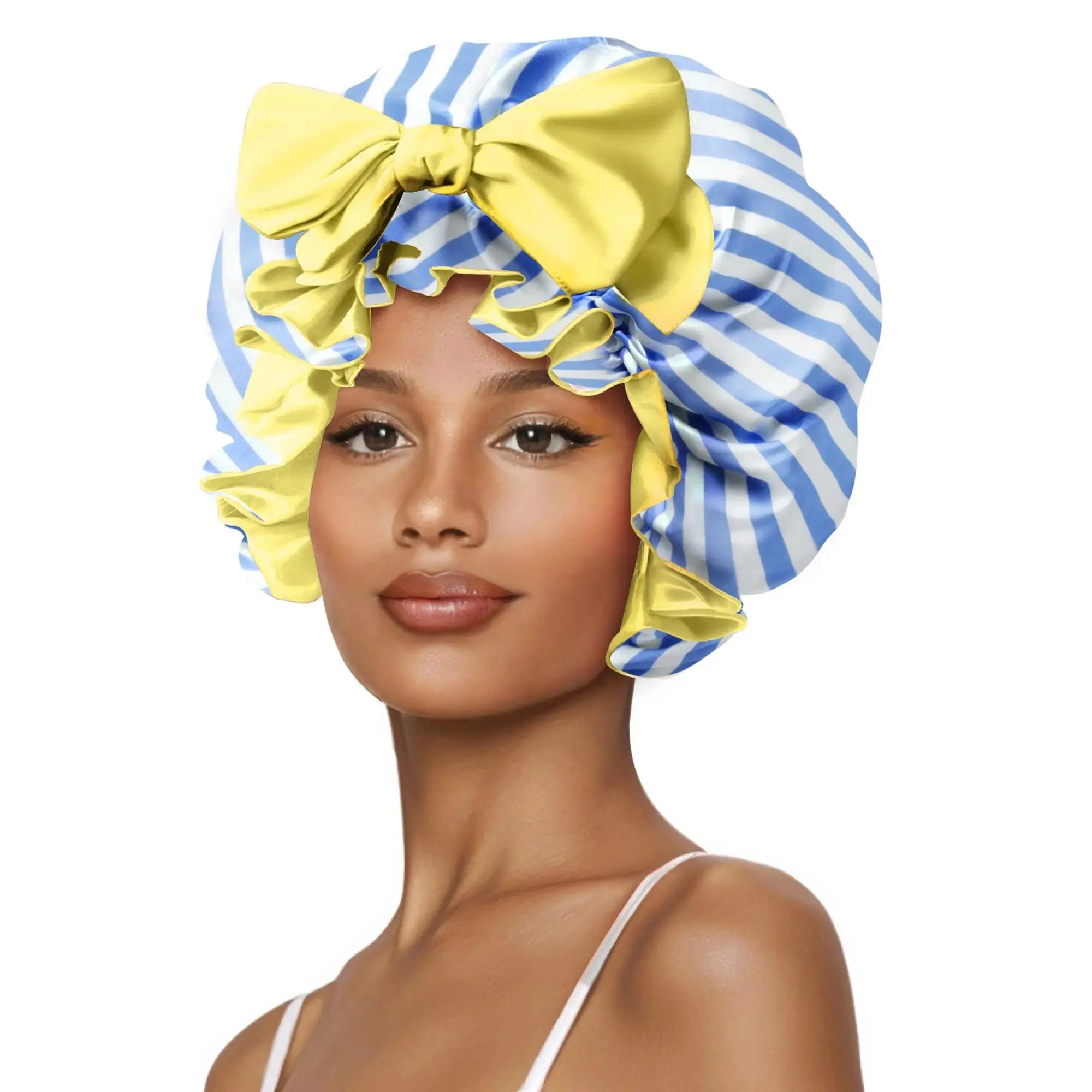Satin Bonnet for Women, Sleep Bonnet for Curly & Natural Hair, Double Layer Hair Cap with Elastic Tie, Soft Frizz Control Hair Protection for Nighttime Care, Bedtime & Beauty Routine