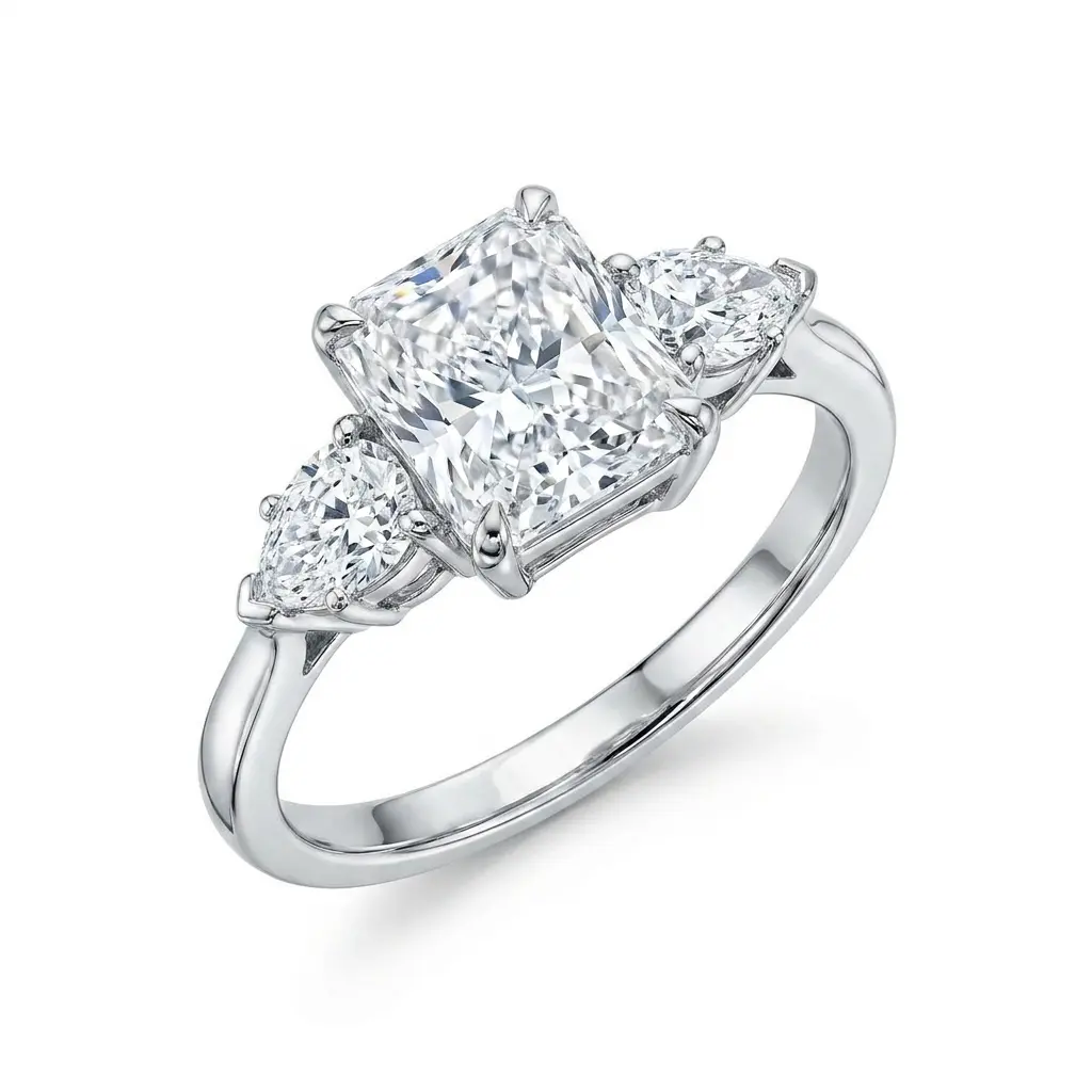 Women's Classic 3-Stone Radiant & Pear Cut Cubic Zirconia Elegant Fashion Ring, 1ct Jewelry Engagement Ring for Couple Intimacy Gifts Proposal Ring Weddingrings