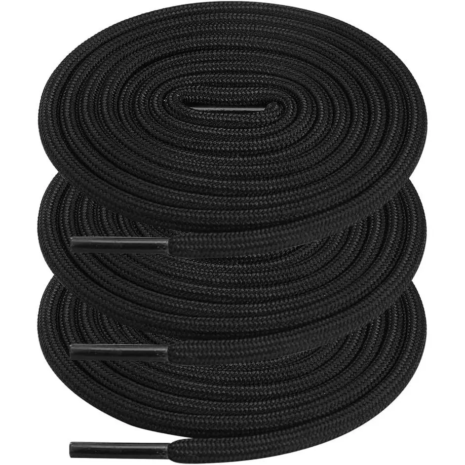 3 Pairs Round Boot Shoe Laces, Heavy Duty and Durable Shoelaces for Outdoor Climbing Hiking Work Boots Shoe Strings