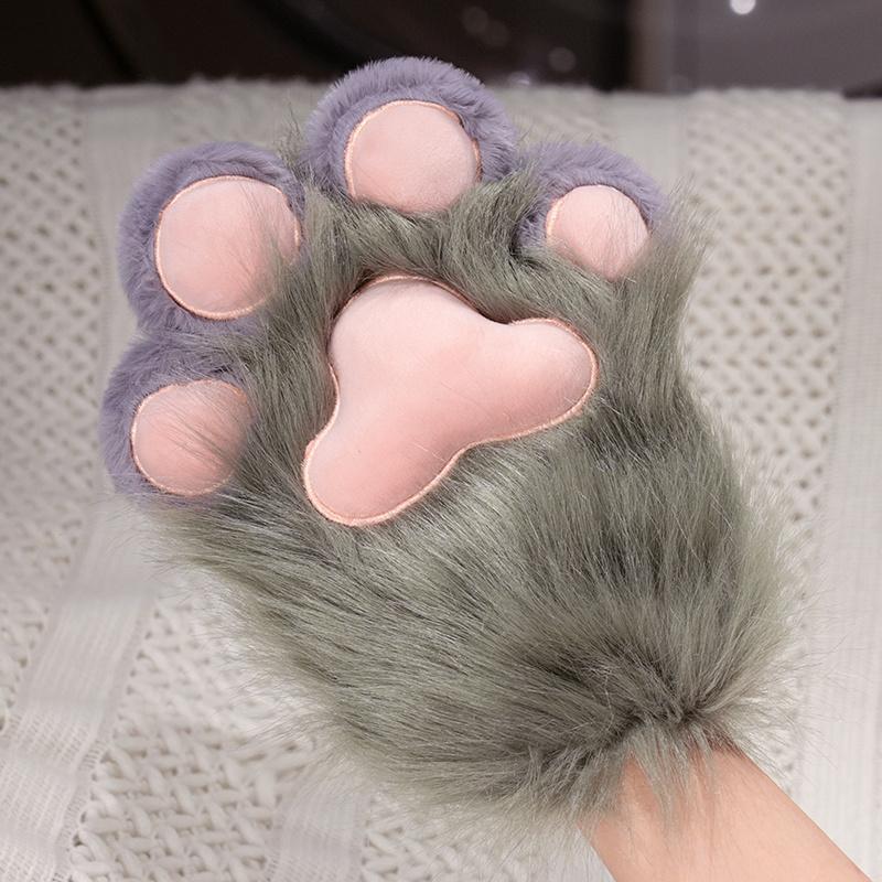 Kawaii Plush Furry Cat Claw Gloves Bird wings Faux Fur Fox Paws Mittens for Halloween Cosplay Costume Accessories Gloves