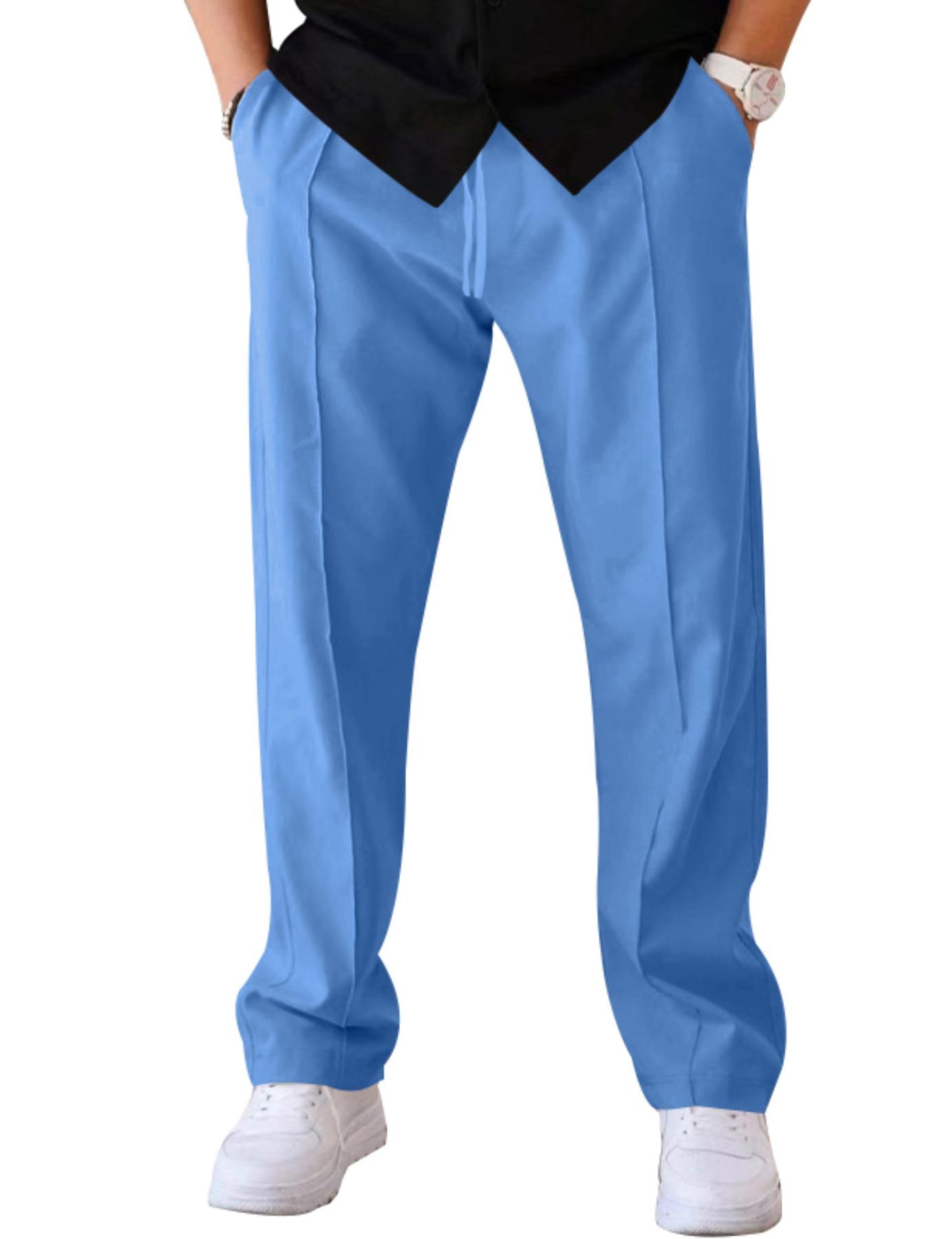 Men's Solid Color Straight Leg Pants, Loose Casual Comfy Business Pants for Spring & Fall, Men's Trousers for Daily Wear, Suit