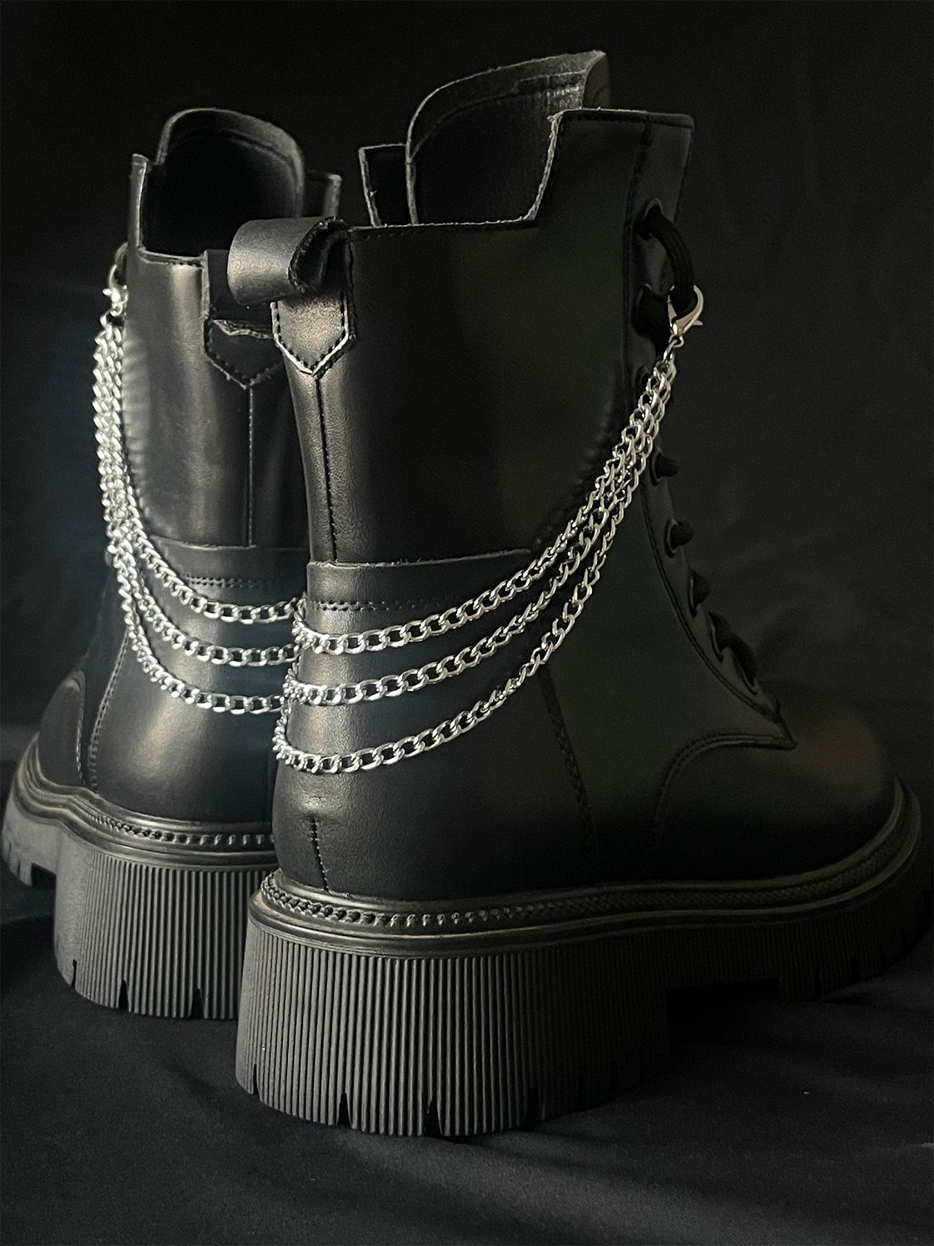 Punk Style Chain Shoes Charms, 2024 New Style Fashionable Novelty Shoes Decorations for Boots, Stylish Shoes Accessories for Women & Men, Shoe Embellishment Set
