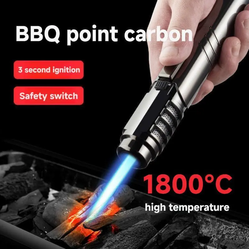 Modern Metal Torch Lighter, Windproof Refillable Butane Blowtorch with Adjustable Jet Flame & Ergonomic Design for Outdoor Activities, Gift Boxed, Cooling Vents, Windproof Flame, Metal Body, Adjustable Flame Control