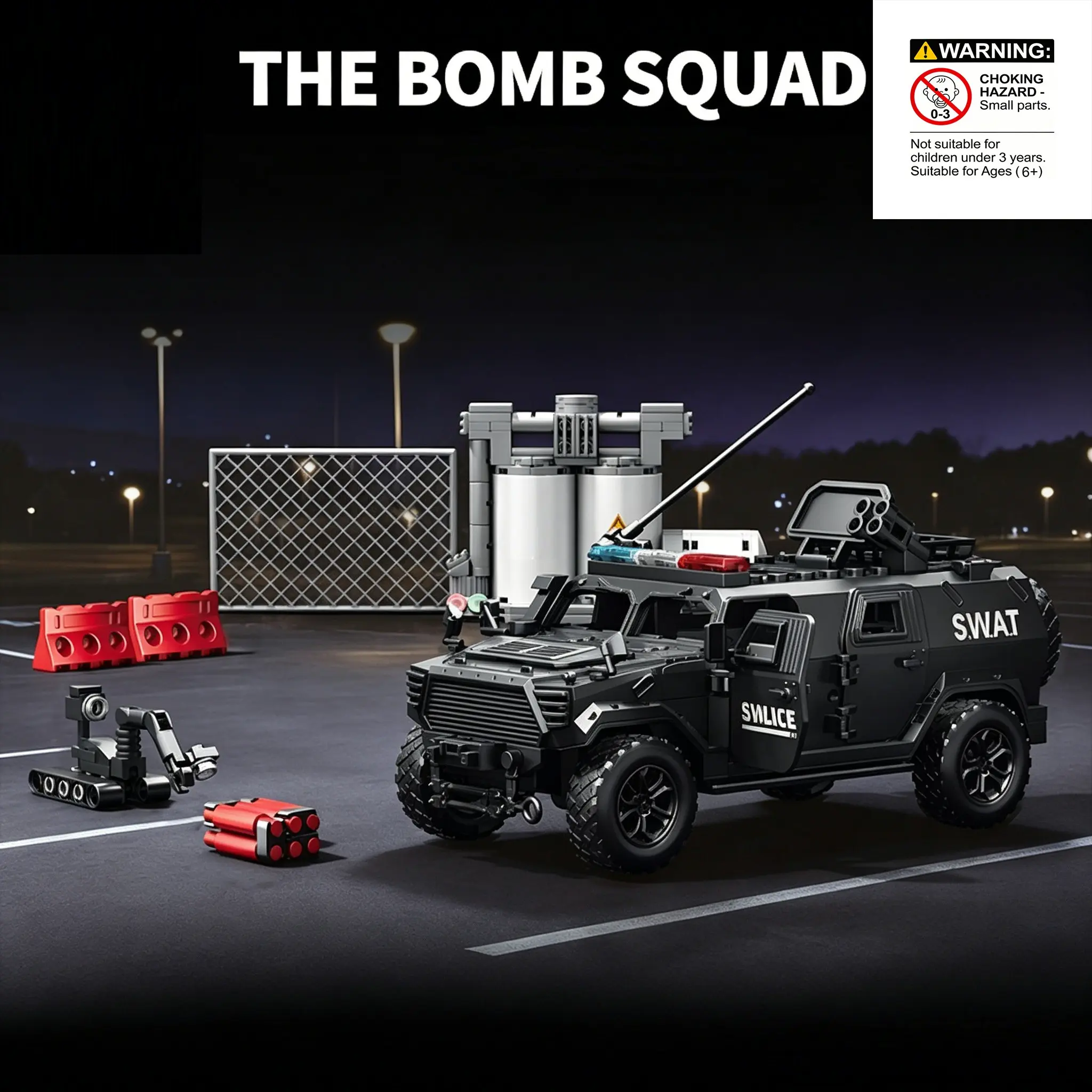 Military Special Forces Bomb Squad Building Blocks Set, Building Block Sets, Weapon Gear, Off-Road Armored Vehicle, Assembly Toy, Scene Model, Holiday Gift