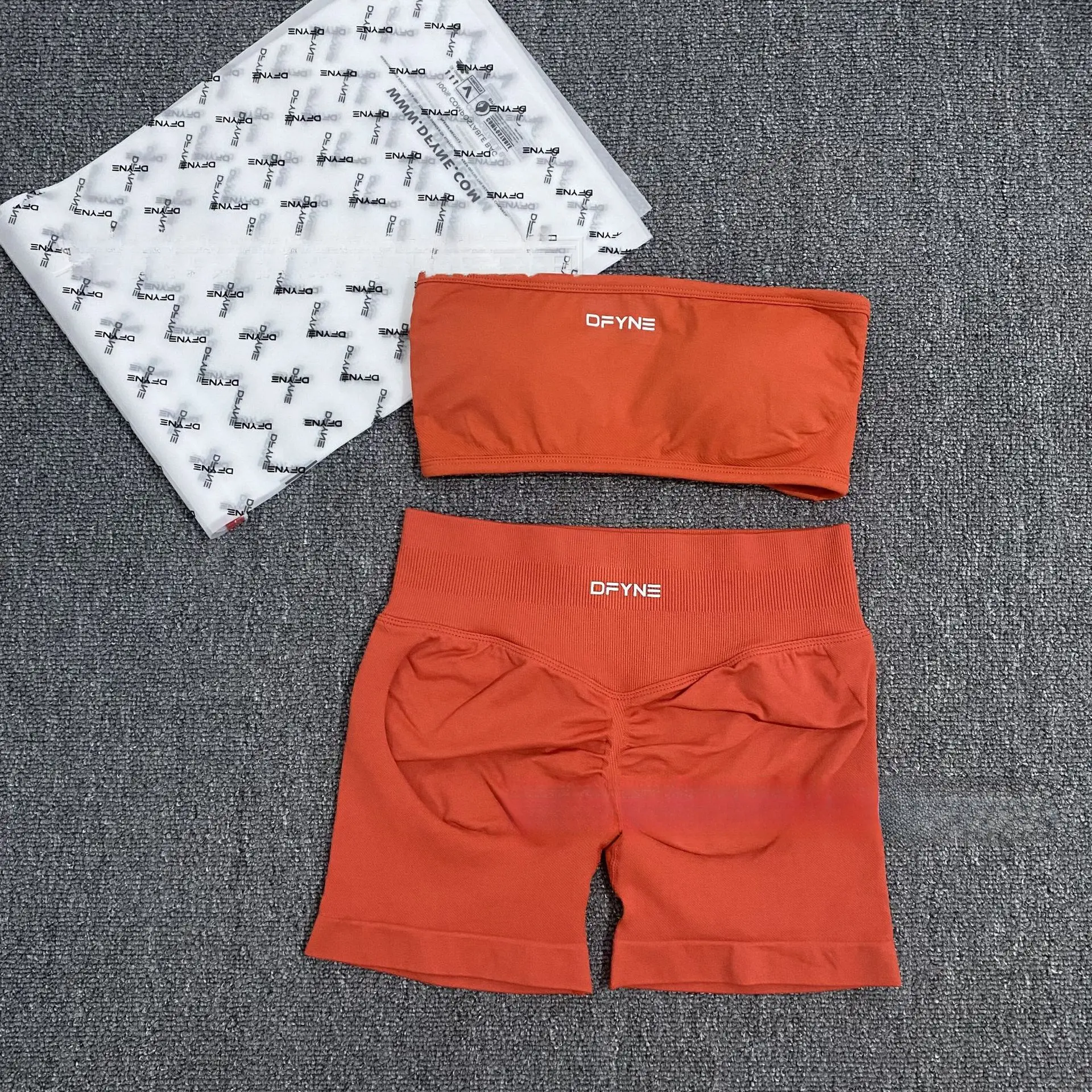 DFYNE Aesthetic 2-Piece Summer Outfit - Ruched Bust Halter Camisole and Ribbed Gym Shorts, Workout Sets Women, Chic Women's Sportswear Set, Activewear Women's Sportswear Set, Gym Top And Shorts Women's Sportswear Set