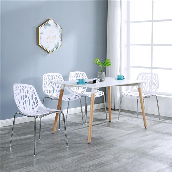 4pcs Modern Stackable Chair Set of 4,Kitchen White Dining Chairs,Birch Sapling Comfy Chairs for Dining Room,Living Room,Waiting Room (White)