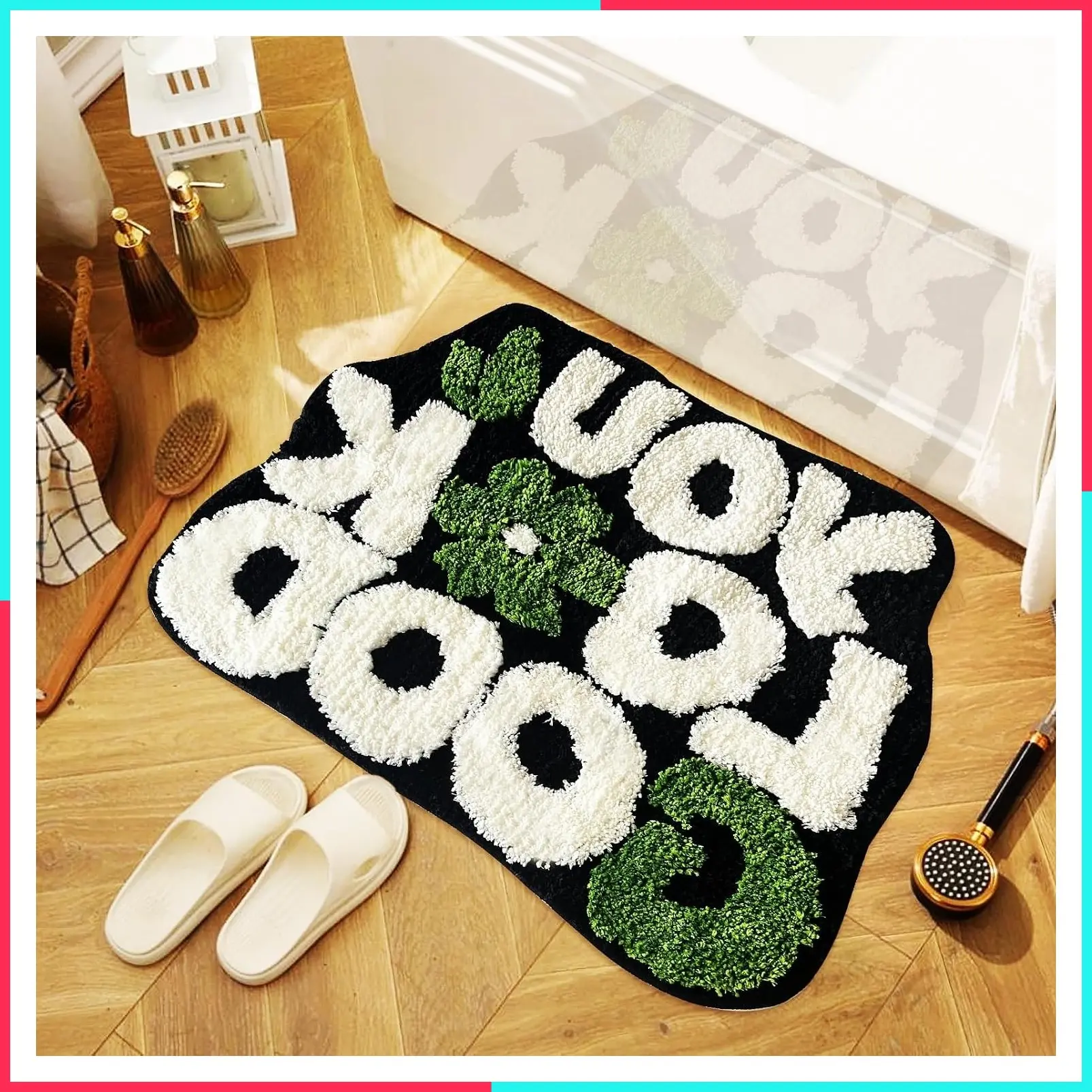 You Look Good Bath Rug, Fun Non Slip Microfiber Plush Absorbent Bathroom Mat, Washable Cool Rug for Bedroom and Bathtub 21"x25"