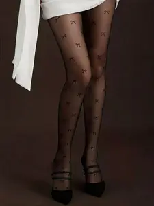 Women's Stockings with Bow Print, Soft and Lightweight, All-Day Comfort, Suitable for Various Occasions, Enhance Fashion and Elegance
