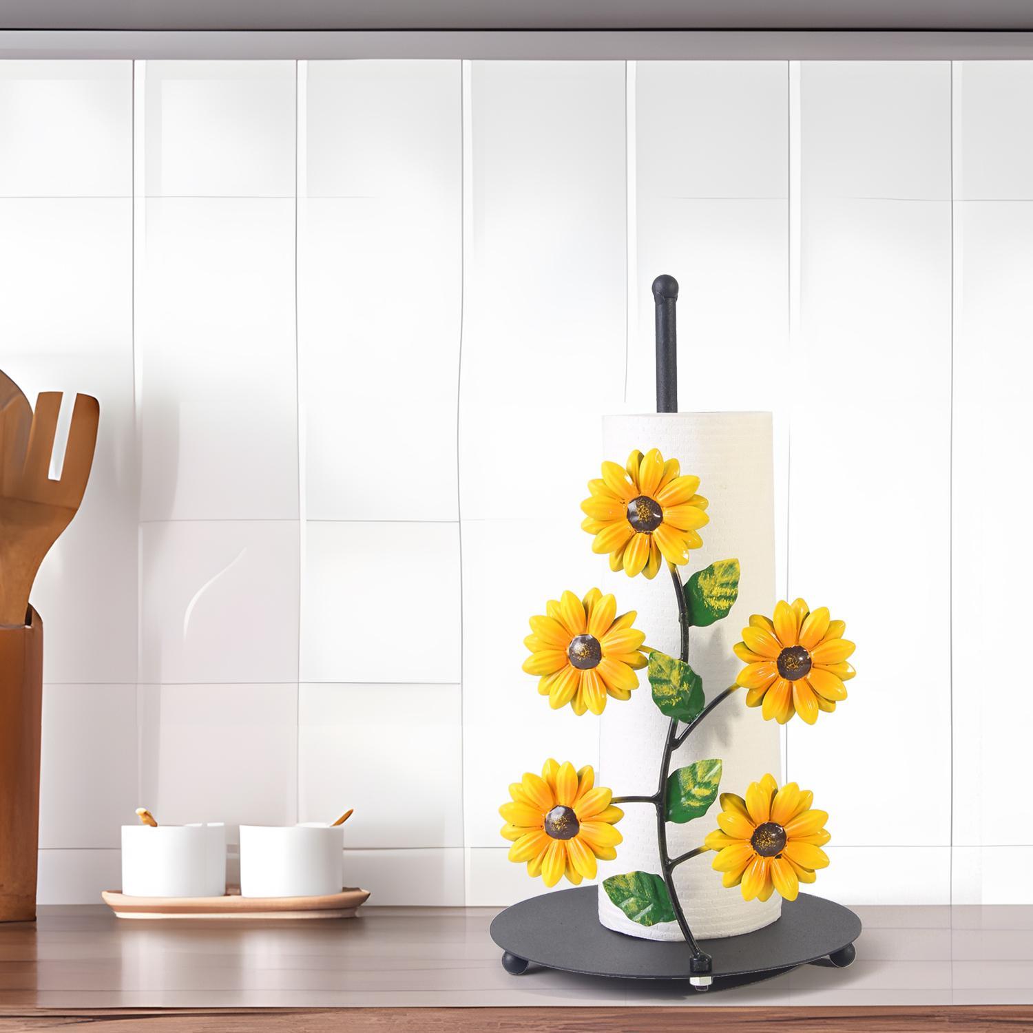 Sunflower Design Paper Towel Holder, 1 Box Iron Paper Towel Storage Rack, Roll Paper Holder, Home Decor for Kitchen Bathroom