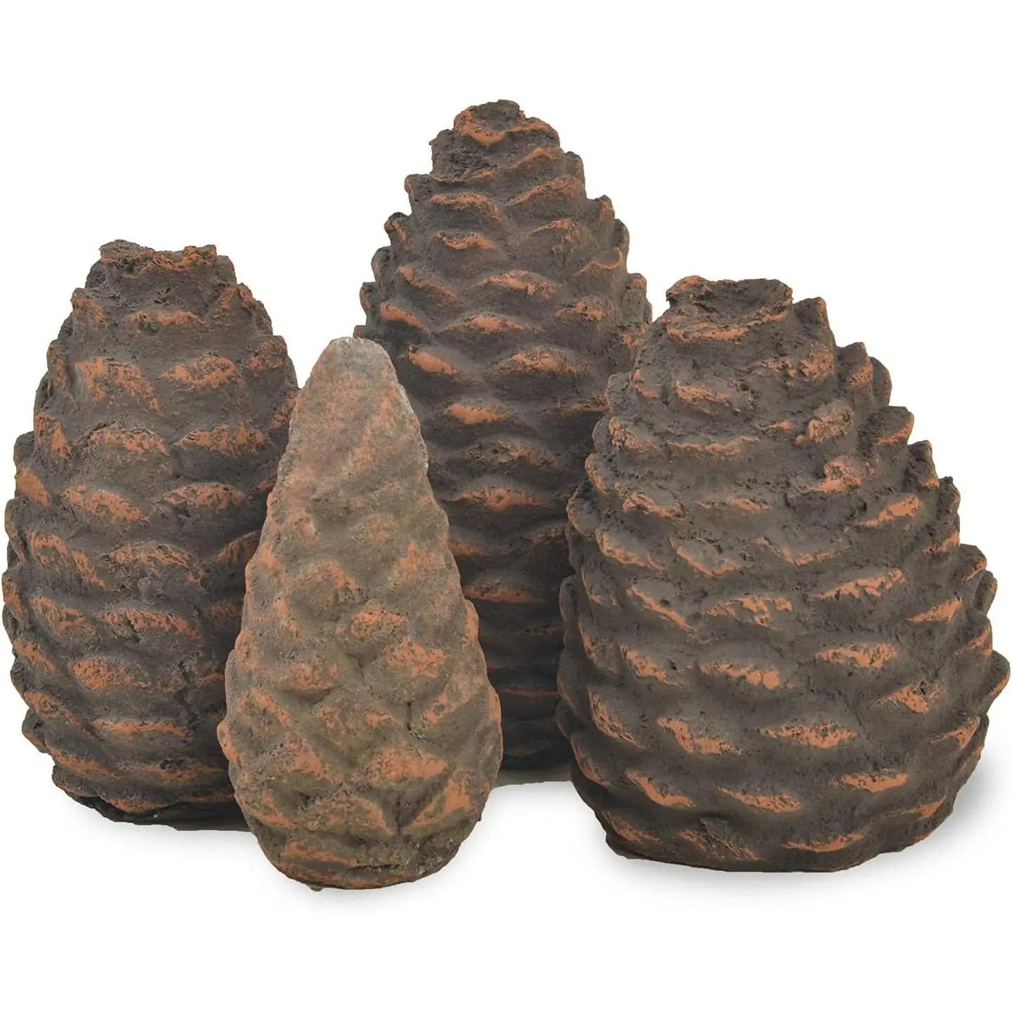 4 count Ceramic Fiber Pine Cones Christmas Decorative | Gas Faux Fireplace Logs, for  Types of Indoor or Outdoor Fireplace and Fire Pit, Clean ,