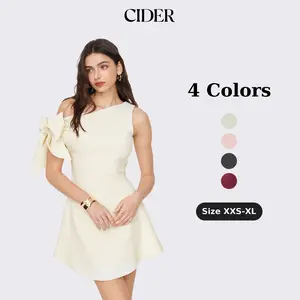 Cider Asymmetrical Neck Knotted Mini Dress Sleeveless Summer Dress For Women Date Night Casual Elegance Chic Womenswear SummerWins Dealsforyou