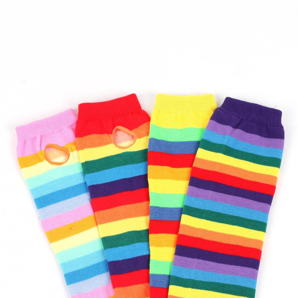 Rainbow Knitted Gloves Colorful Striped Long Sleeves Soft Stretchy Warm Handwear LGBTQ+ Pride Month Essential Vibrant Striped Knit Mitts for European & American Pride Parade Music Festival Holiday Party Cosplay Daily Casual Wear Lightweight Durable Fashio