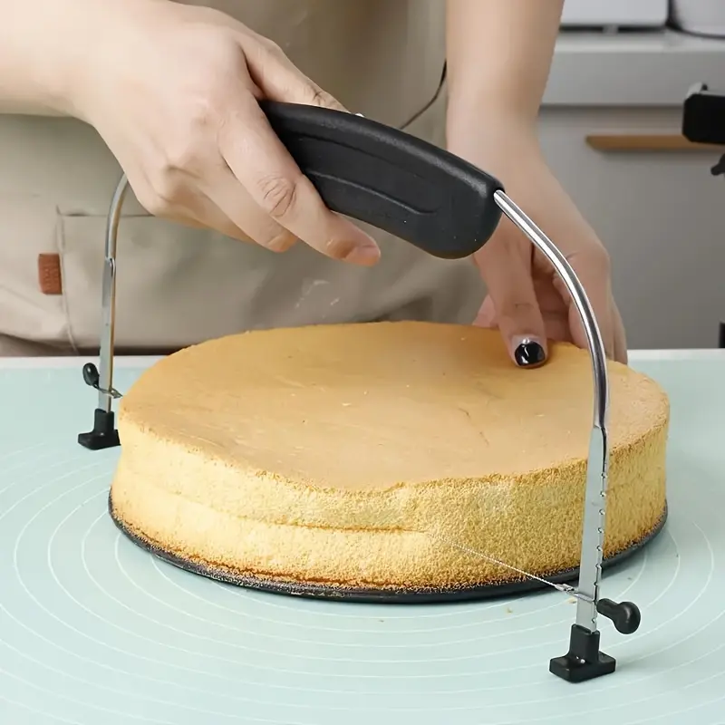 1pc Professional Adjustable Cake Layer Cutter with 304 Stainless Steel Wire - Ergonomic Handle, Precision Cutting Wheel, and Easy-Clean Design, Suitable for Home and Commercial Baking Tools, Durable Construction, Cake Baking Supplies