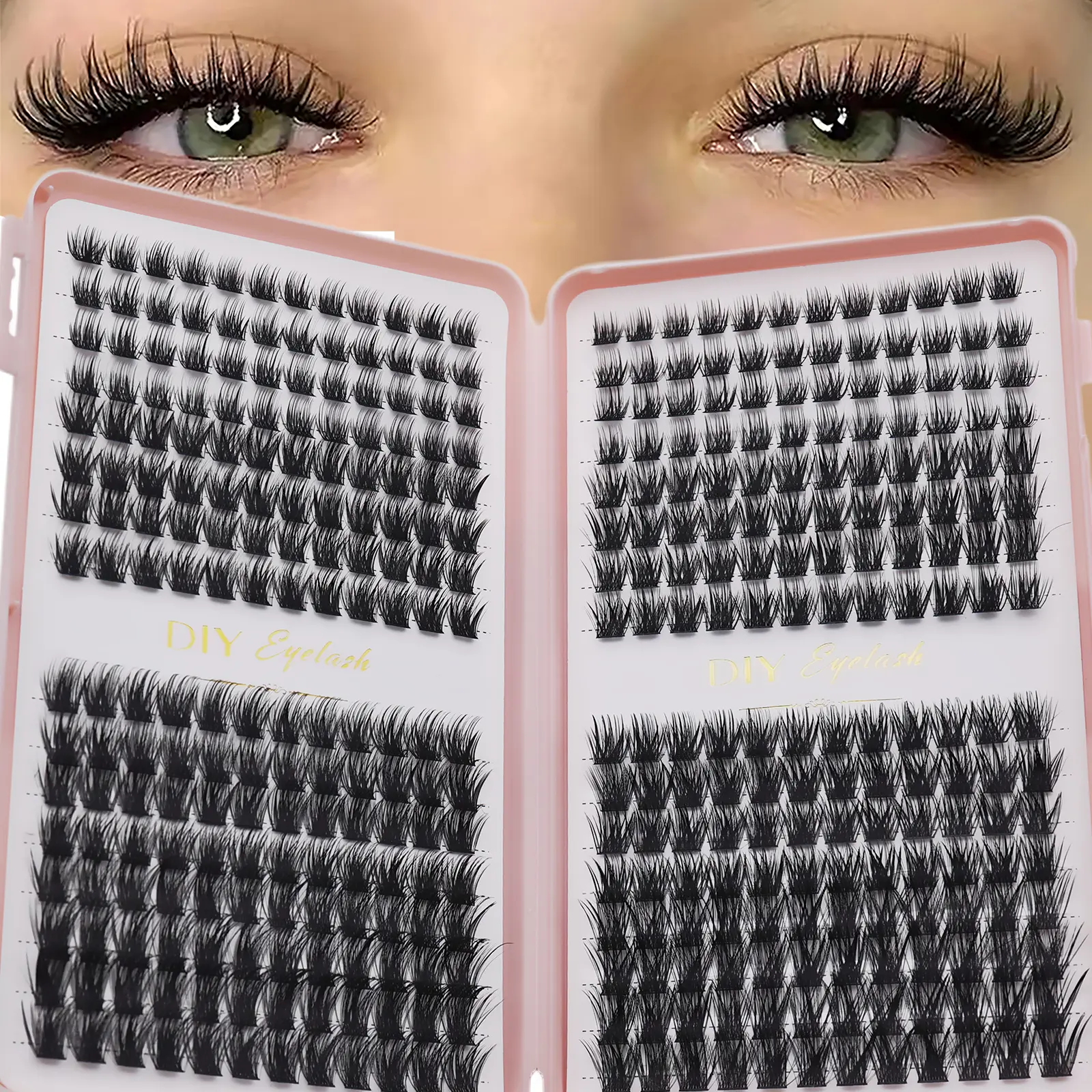 384Pcs Fluffy Volume Eyelash Clusters Lash Book Cluster Eyelash Extensions Individual Lashes False Eyelashes DIY at Home Wispy Natural