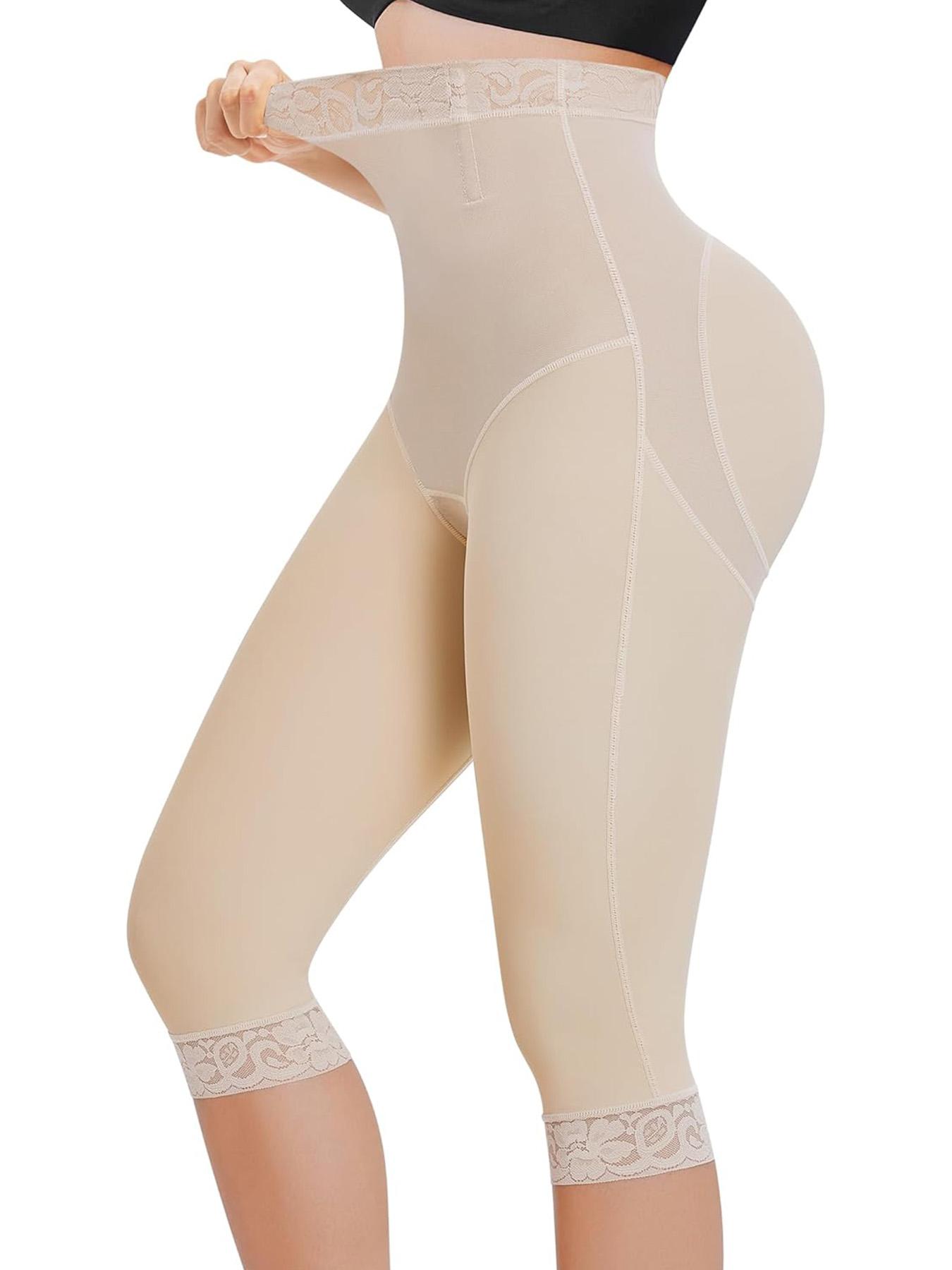 Women's Solid High Waist Contrast Lace Shapewear Bottom, Tummy Control Butt Lifting Shapewear Bottoms, High Stretch Shaper for Daily Wear, High Waist Shaperwear