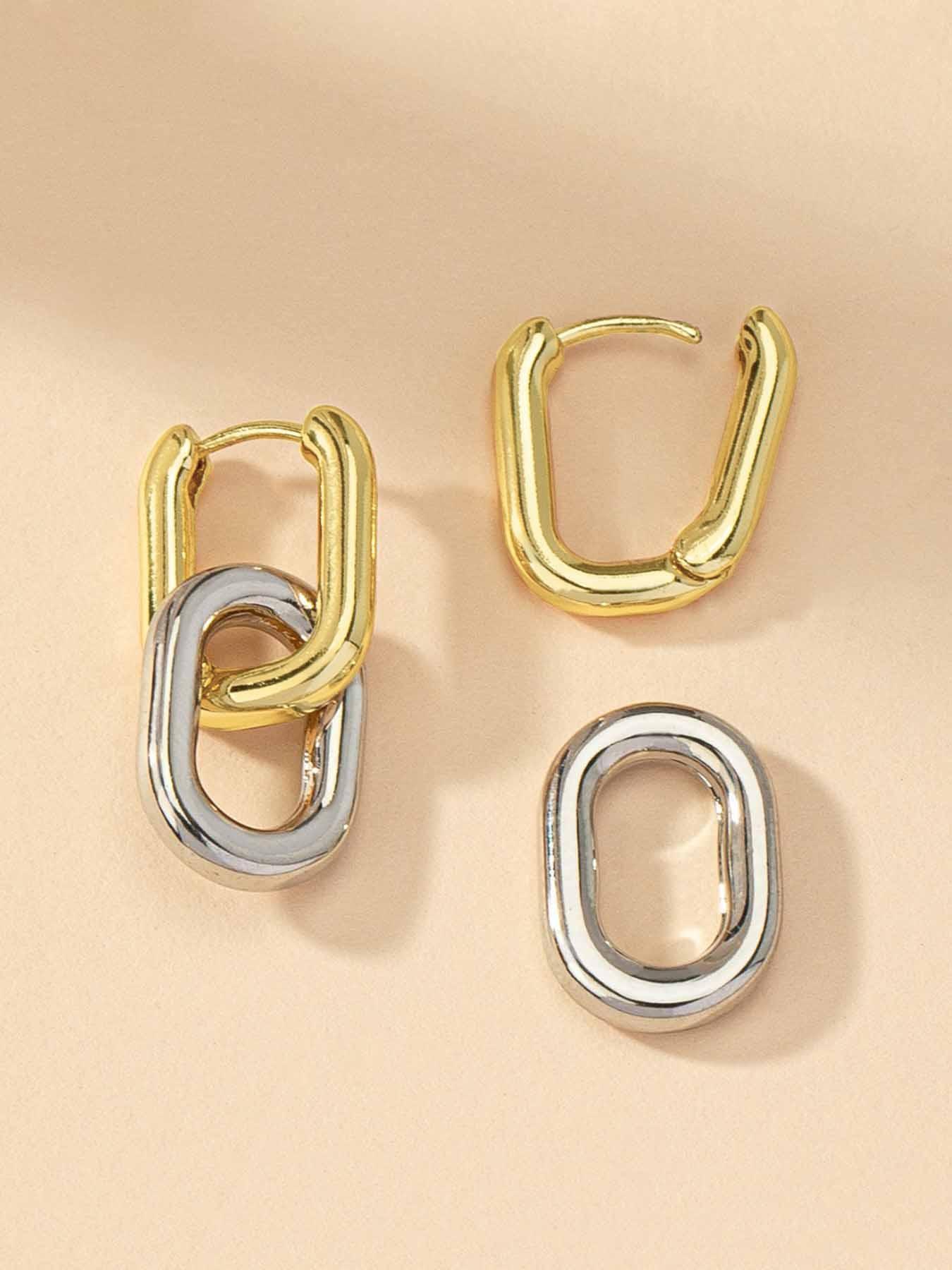 Simple Double Hoop Design Dangle Earrings, Non Tarnish Jewelry, Fashionable Jewelry for Women, Trendy All-match & Exquisite Jewelry for Birthday Gift, Gifts for Her, Dainty Fashion Jewelry, High Quality Earrings