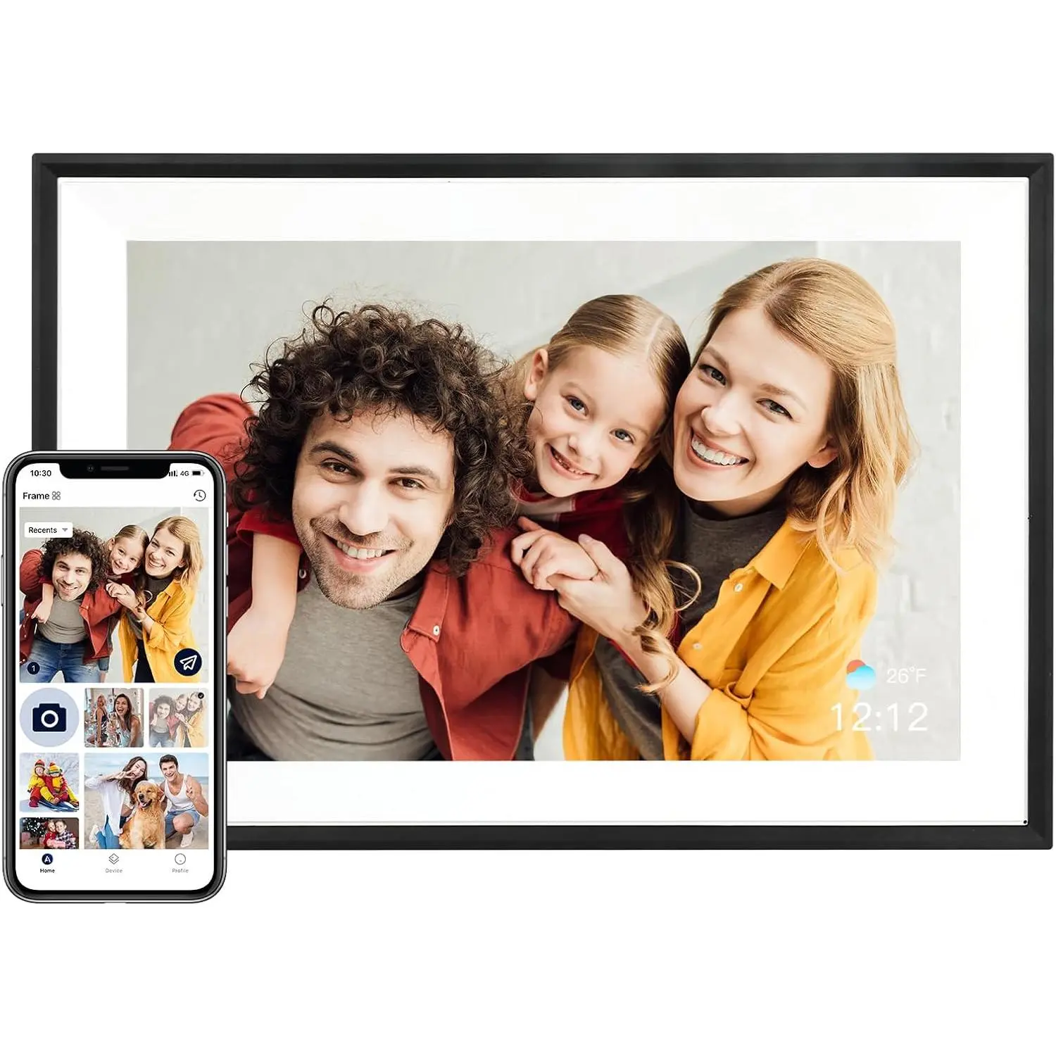 Digital Picture Frame, 10.1 Inch Digital Photo Frame with 1280 * 800 HD IPS Touch Screen, Smart Digital Frame Built-in 32GB Memory, Auto-Rotate Easy Setup via AiMOR APP(Black)
