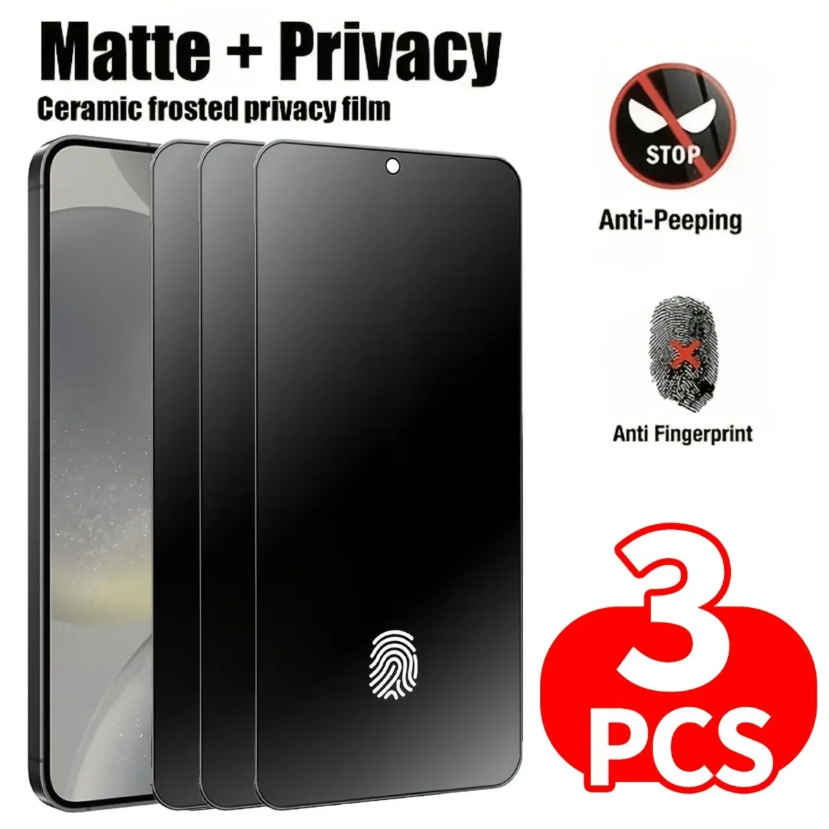 3 pcs Privacy Matte Ceramic Film For Samsung Galaxy S26 Ultra S25 Edge S24 S23 Ultra S22 S21 Plus FE   Note 20 Ultra Matte & Anti-Spy Cellphone Screen Protector Accessories [Not-Glass] Mobile Phone Accessories