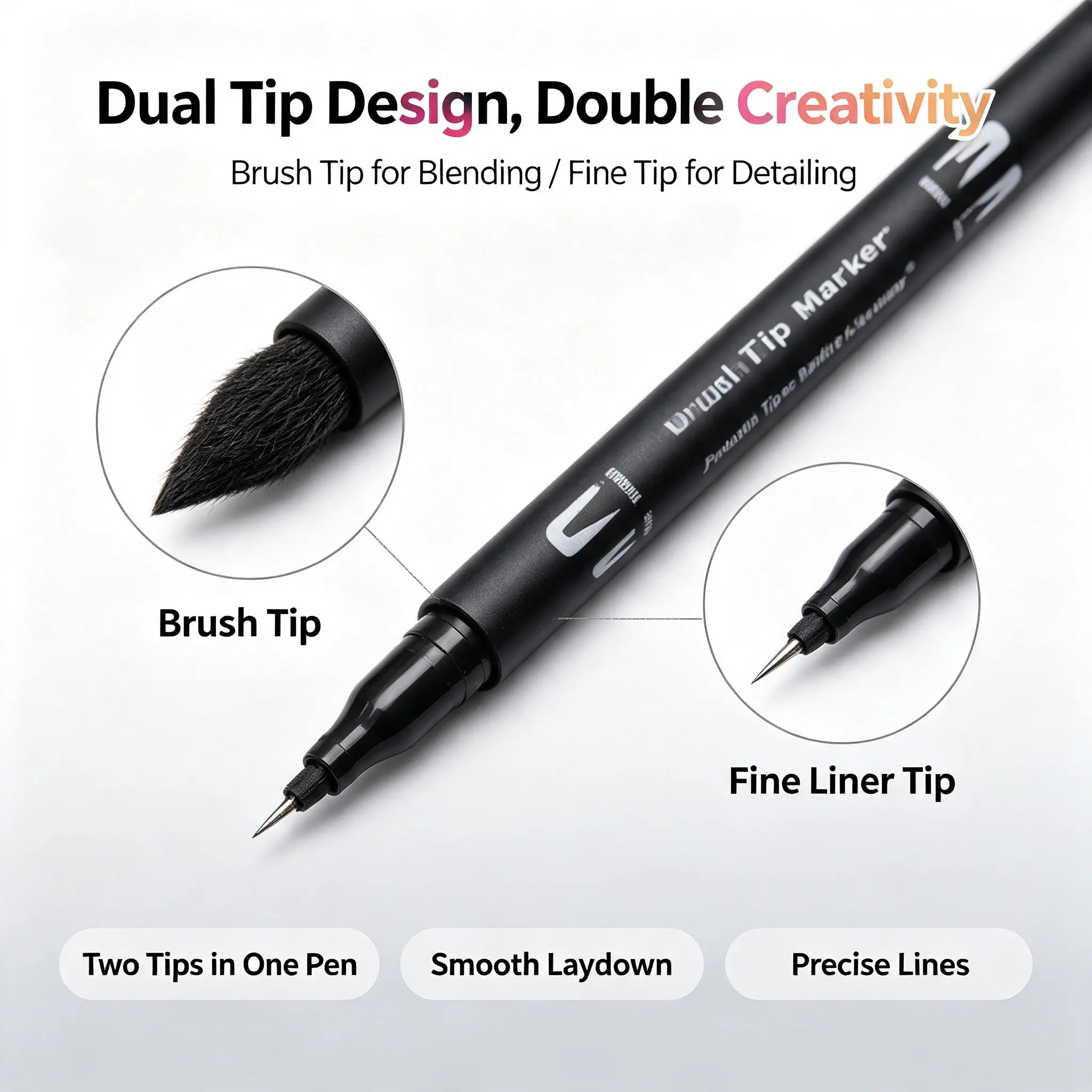 Dual-Ended Watercolor Pencils 48 Colors, Water-Based Ink Barrel, Art Painting Line Drawing Coloring Sketchbook Calligraphy DIY Marker