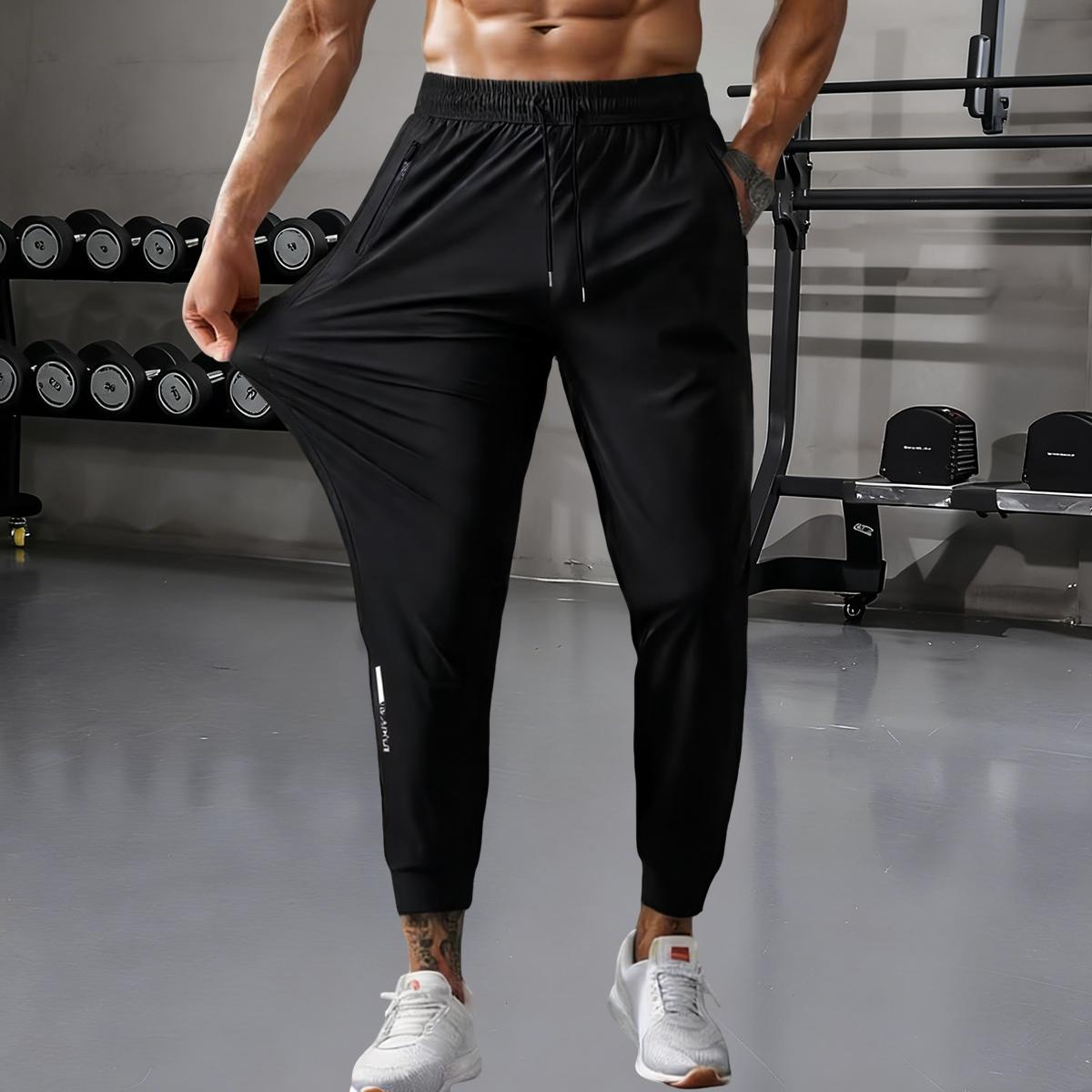 4-Pack Men's Stretch Joggers - Men's breathable ice-feeling high-stretch fabric sweatpants, suitable for daily sports wear | Light and breathable gym wear | Active pants for men, spring and summer fashion choice