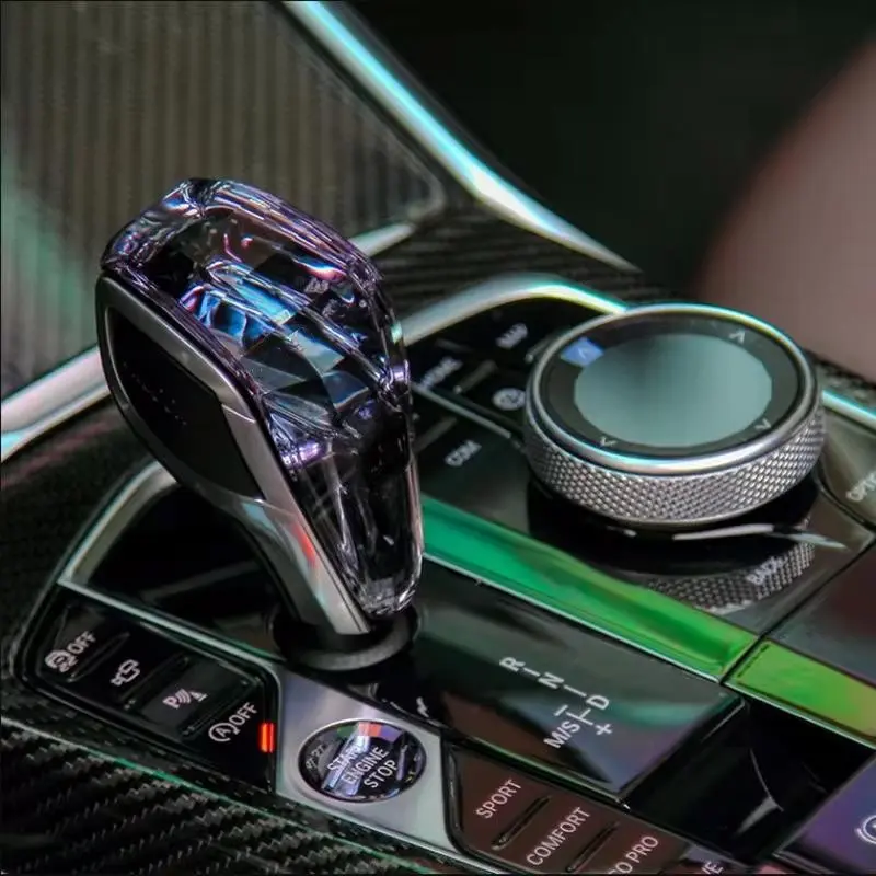 Universal Crystal LED Gear Shift Knob for Car Interior Upgrade,RGB Atmosphere Light Touch Control Gear Shifter Head Compatible with 8mm 10mm 12mm Thread Gear Rod
