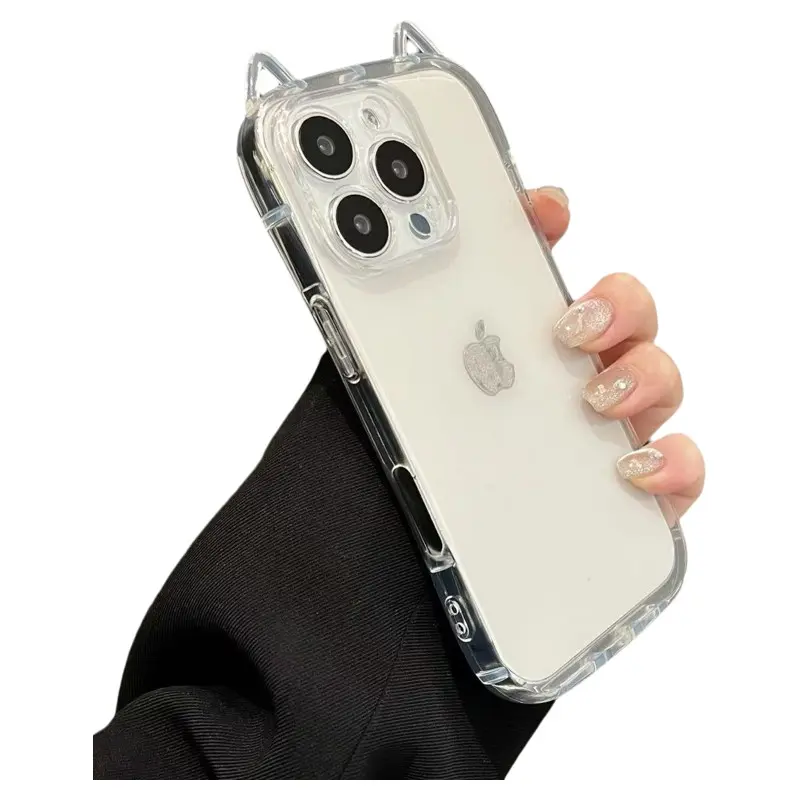 Transparent Cat Ears Tpu Phone Case, Lightweight Anti-Slip Design, Cute and Fun, Compatible with iPhone 13/14/15/16/17