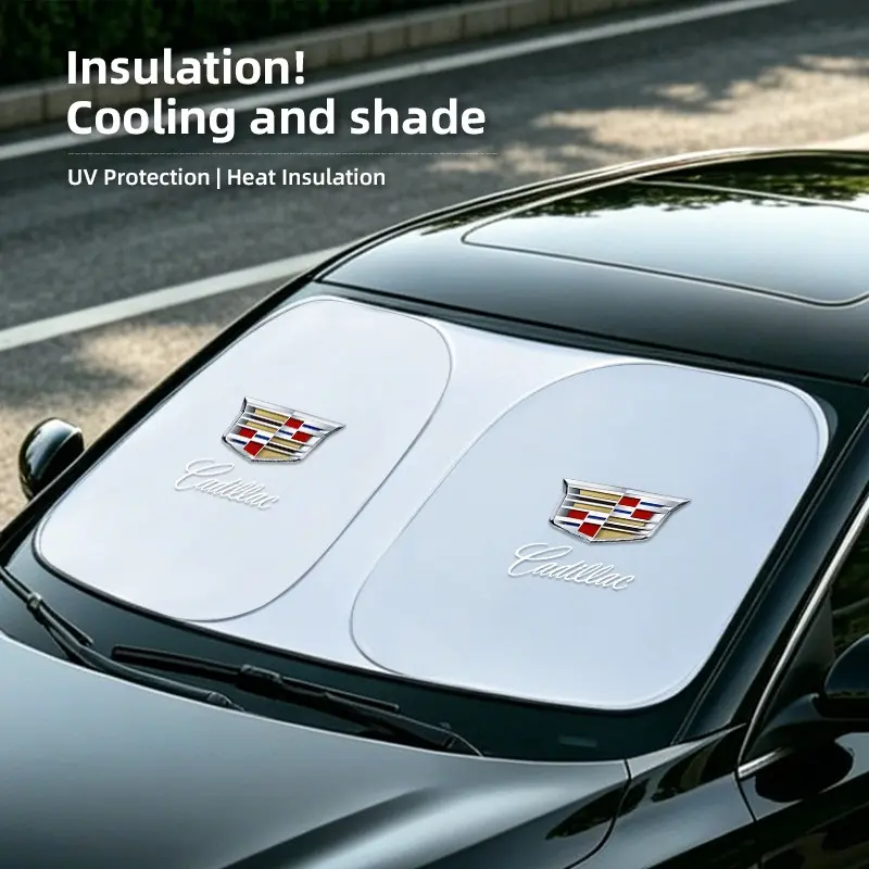 Car Windshield Sun Shade Cover Foldable Car Sunshades For Windshield Front Window Sun Visor Blocks UV Refletive Car Parasol Sunshade For Cadillac Escalade CTS ATS XTS CT4 CT5 XT5 XT4 XT6 CT6 Lyriq SRX ELR Celestiq EXT XLR