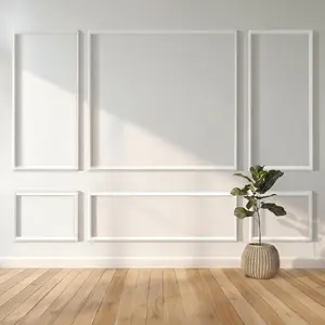 Peel & Stick Paintable 3D Wall Panel Molding – White PS Polystyrene, Self-Adhesive Decorative Trim, Recyclable, Easy DIY Install for Bedroom, Door, Cabinet, Interior Walls