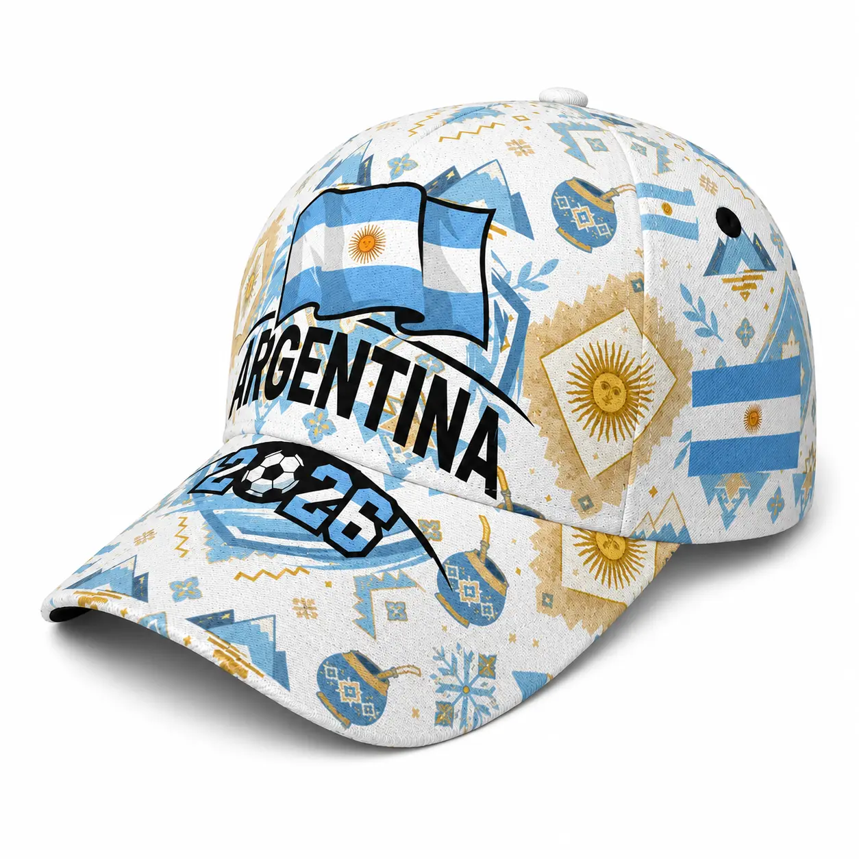 Argentina 2026 Soccer Baseball Cap Snapback, Unisex All-Over Flag Print Curved Brim Fan Hat for Men Women Game Day Travel,sooners baseball,stylish golf,nets fan, football supporter ,raptor printed hat,official soccer,unisex summer,classic baseball
