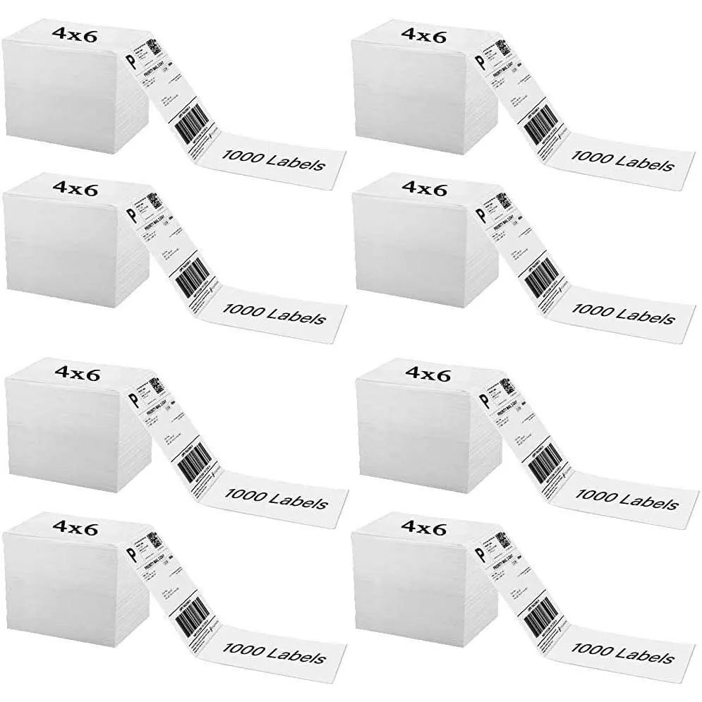 4 x 6 Direct Thermal Shipping Labels with Perforations, Pack of 500 Thermal Labels, Permanent Adhesive, White Mailing Fanfold Label for Thermal Printer