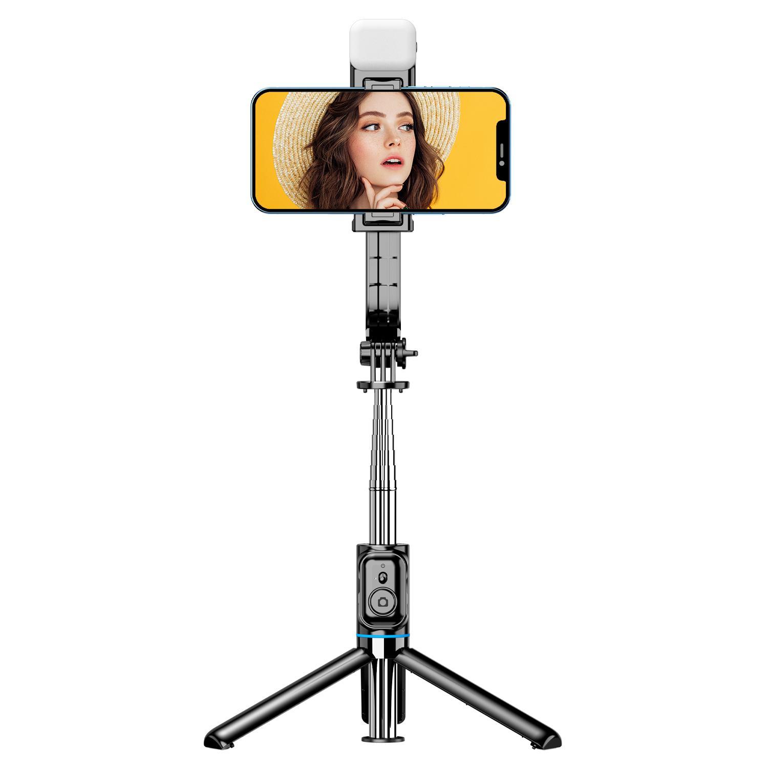 Portable Foldable Smartphone Selfie Stick Tripod Stabilizer, Adjustable Light Modes Selfie Stick With Fill Light & Remote Control, Extendable Selfie Stick For Vlog Live Streaming, Mobile Phone Accessory, Cellphone Selfie Accessory