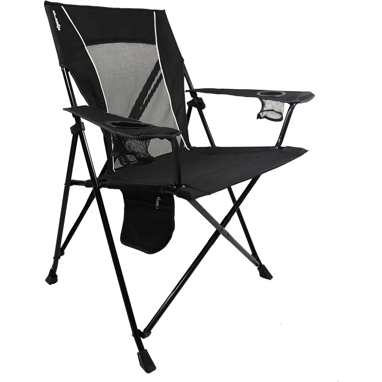 Foldable Camping Chair, Vik Black, Polyester, Mesh, Steel, Portable, Durable, Unisex | Dual Lock Technology