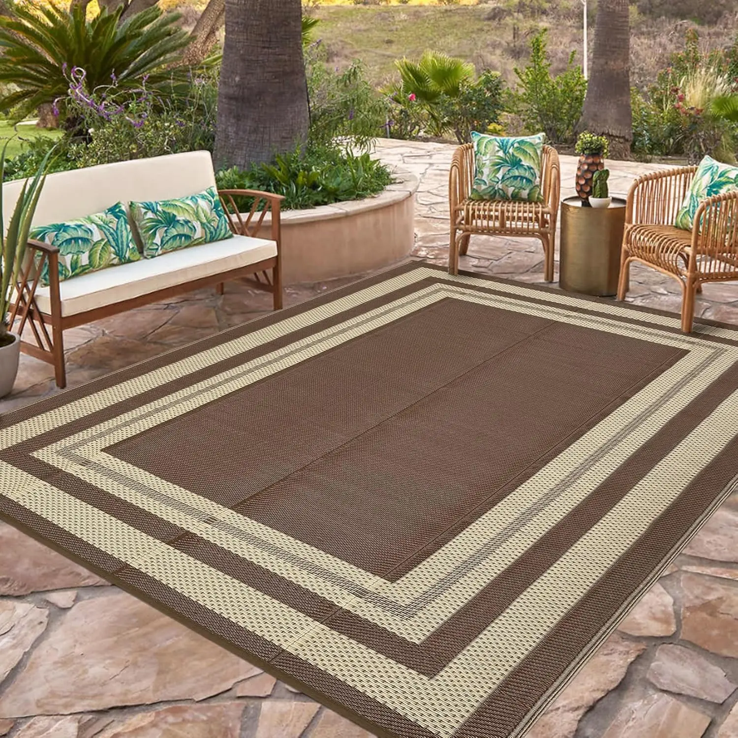 Outdoor Rug Waterproof Mat Reversible Outdoor Plastic Straw Rug Patio Rugs Camping Rugs Portable Outdoor Mat for RV Porch Balcony Backyard Picnic Beach Panel