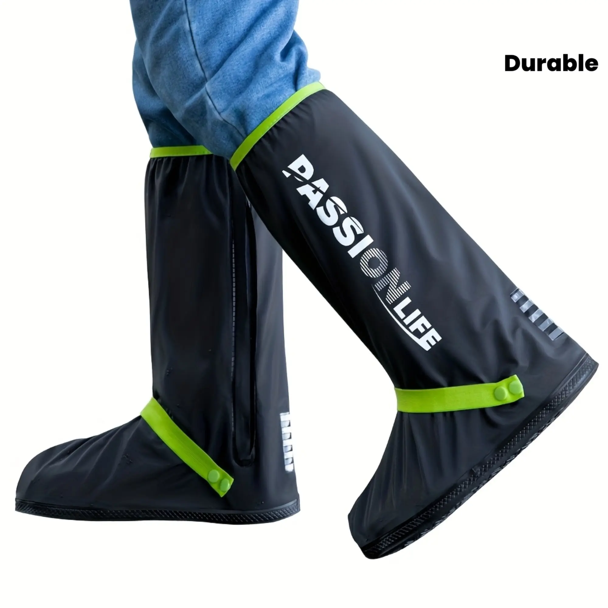 [Durable Thickened Shoe Covers] 1 Pair Durable Thickened Over-The-Calf Shoe Covers, Suitable for Outdoor Activities, Riding, Black Rain And Snow Protection Shoe Covers, Reusable