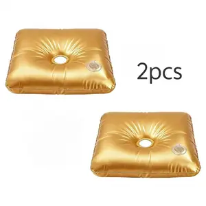 2Pcs Upgraded Golden Square Water Bag Thickened Reinforced Edge Wide Water Inlet Heavy Weight Stable Base For Balloon Arch Wedding Birthday Graduation Party Decor Gift