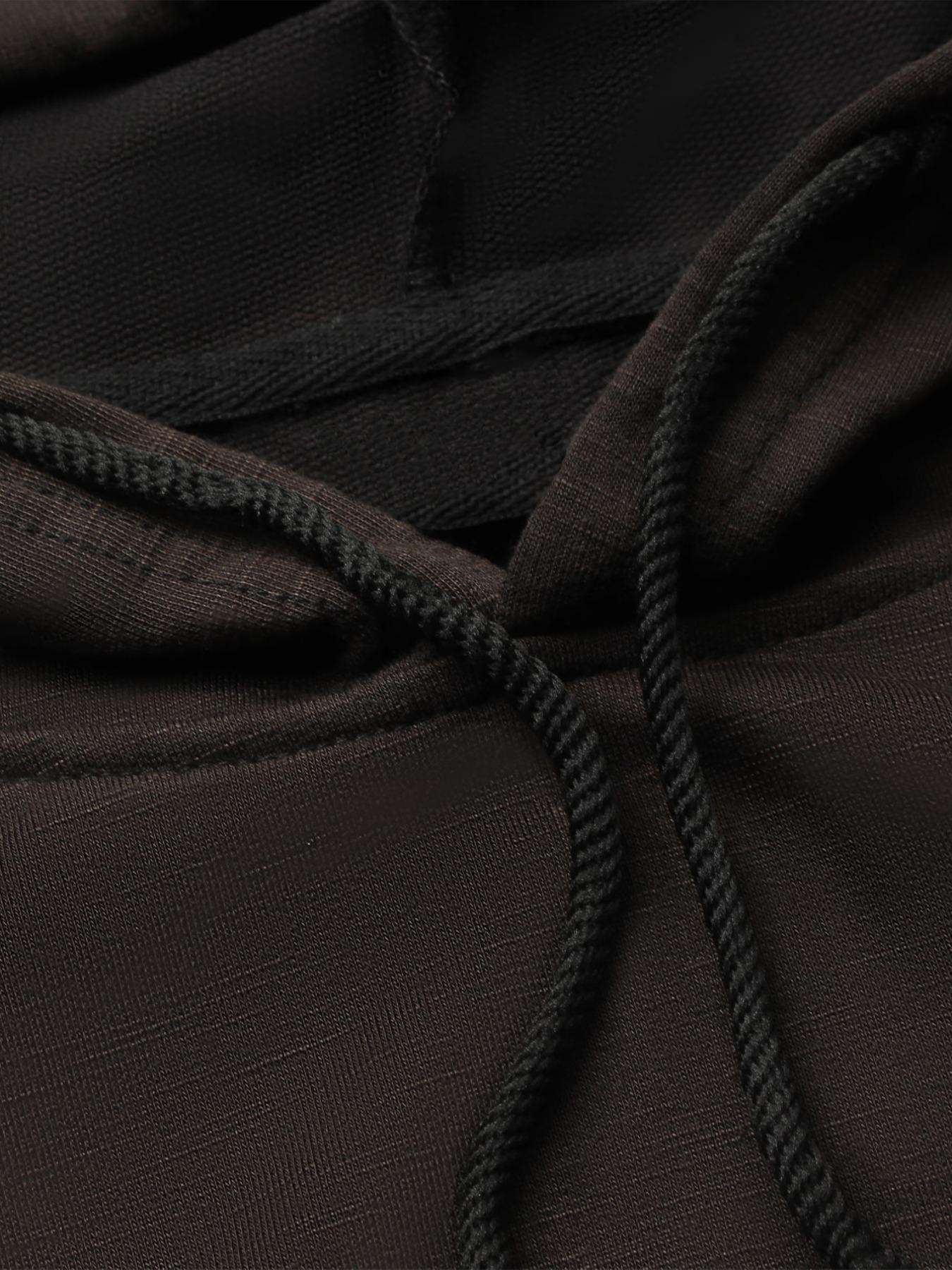 Men's Regular Fit Patched Drawstring Jersey Hoodie, Casual Fitted Long Sleeve Contrast Binding Sweatshirt for Spring & Fall, Fashion Men's Clothes for Daily Wear, Fitted Casual Outerwear