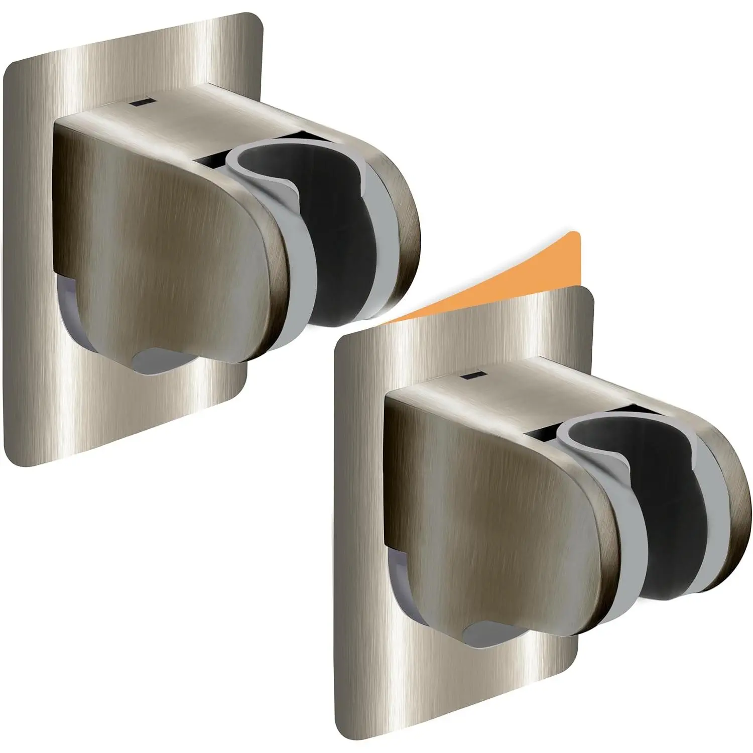 2 Pack No Drilling  Wall Mounted Shower Bracket for Handheld Shower ,  Adhesive and  Shower  Holder, Adjustable to Meet Any Space Bathroom, Brushed Nickel