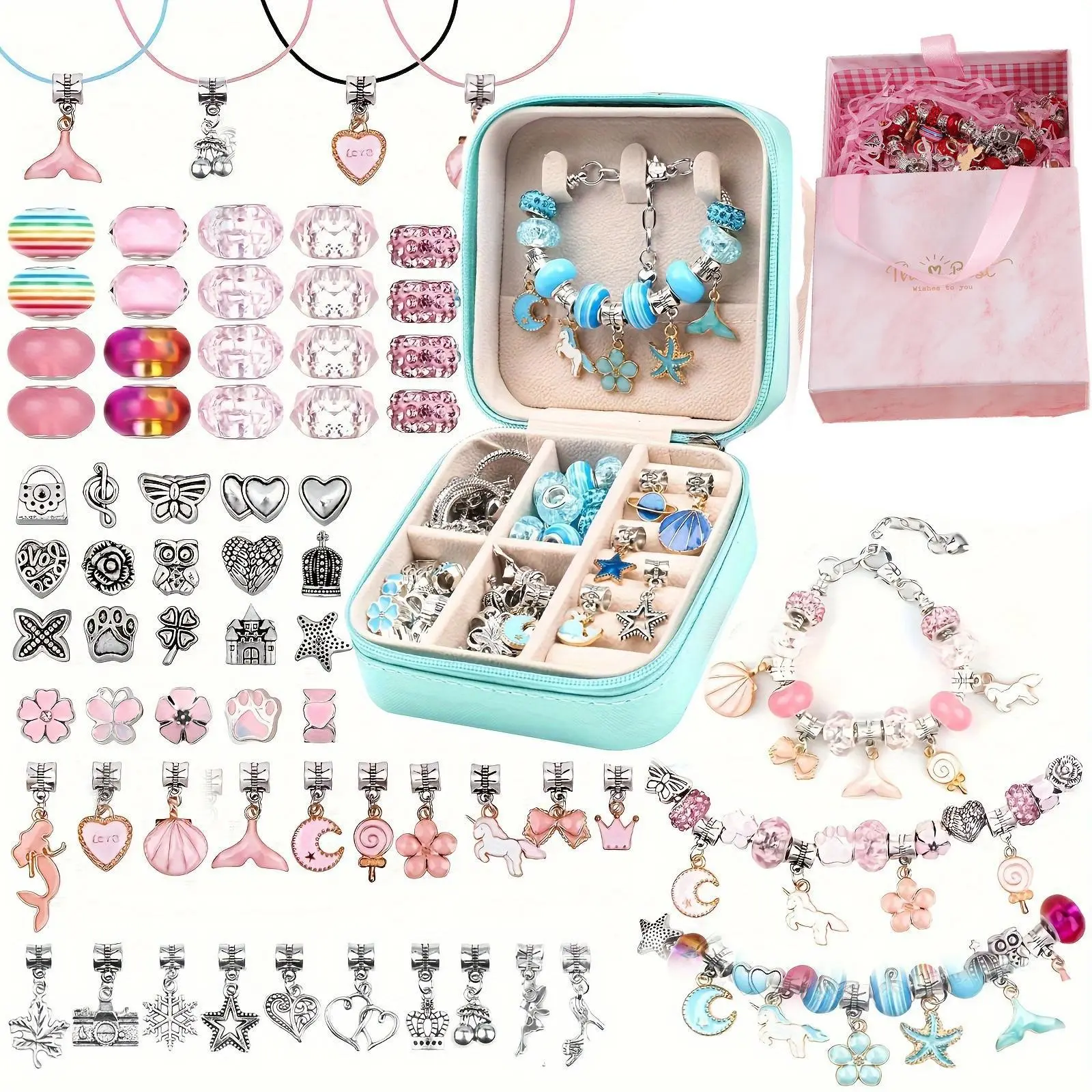 DIY Beaded Jewelry Making Kit, Pendant Bracelet Crafting Set, Mermaid Series Gift Box, Daily Use Toy Crafts, Perfect for Beginners
